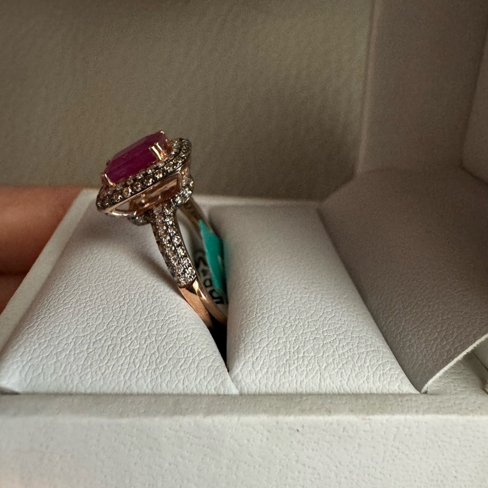 EFFY 14K ROSE GOLD DIAMOND,ESPRESSO DIAMOND,NATURAL RUBY RING - Picture 2 of 6